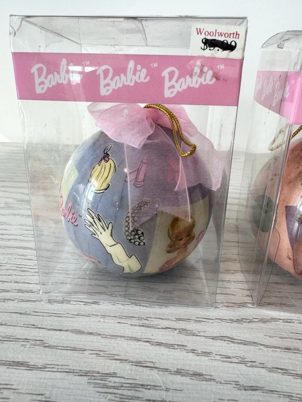 Vintage NIB Barbie Holiday Ornament - Pink and Purple Ball